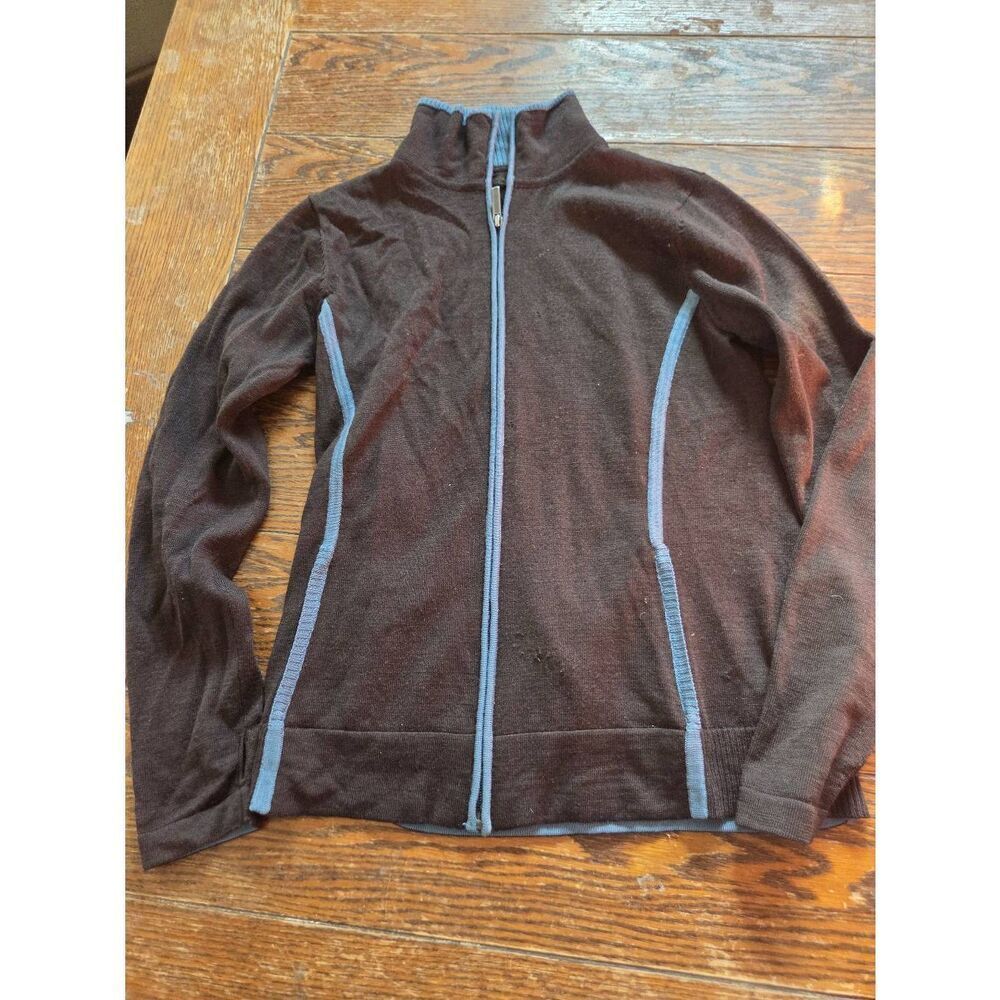 Smartwool brown&blue zip up sweater sz Medium